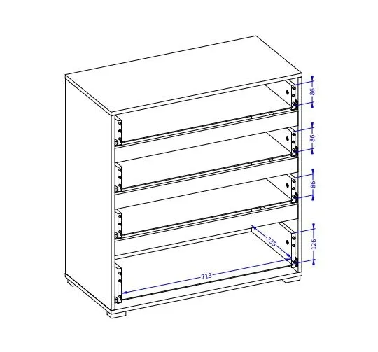 Komoda CROSS 4S 80cm dąb wotan/czarna czteroszufladowa I sklep meblowy MIRAT. styl SKANDYNAWSKI kolekcja HV-CROSS