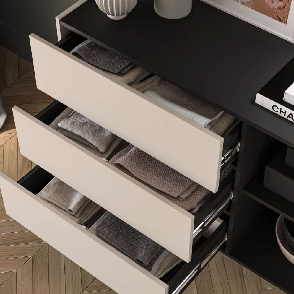 Komoda FRESHION 04 1D3S 120 kaszmirowa/czarna I sklep meblowy MIRAT.  kolekcja FRESHION