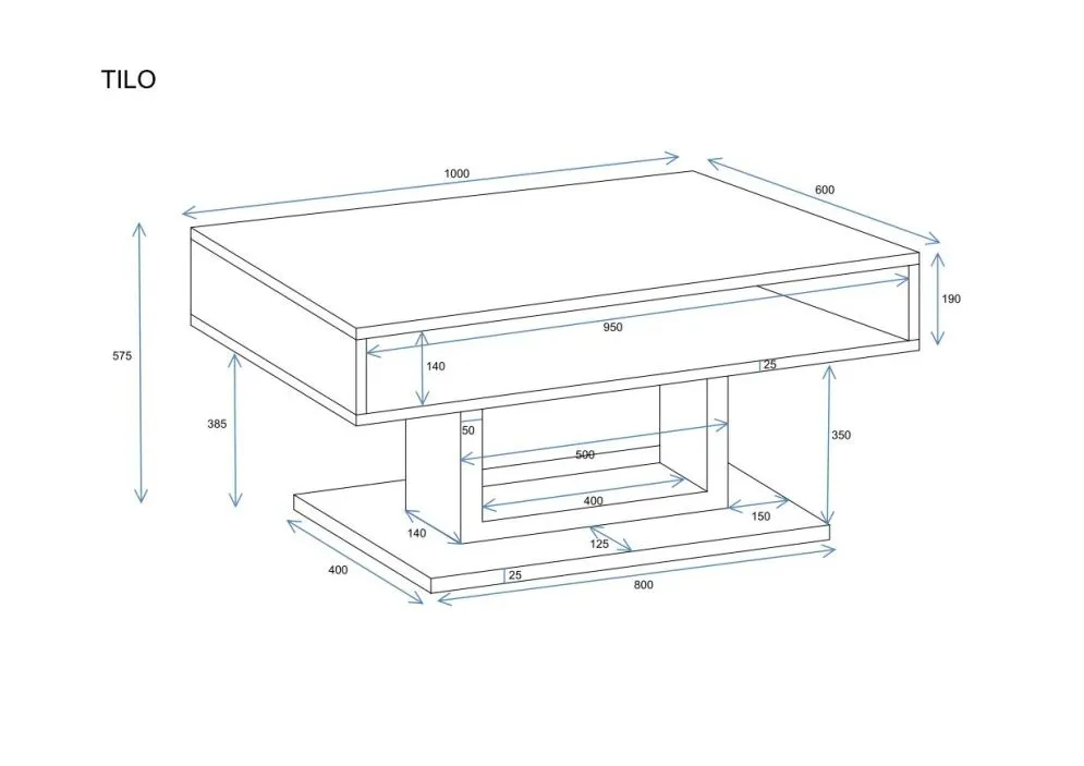 Ława TILO 100x60 dąb złoty craft/czarna w stylu industrialnym I sklep meblowy MIRAT. styl LOFT