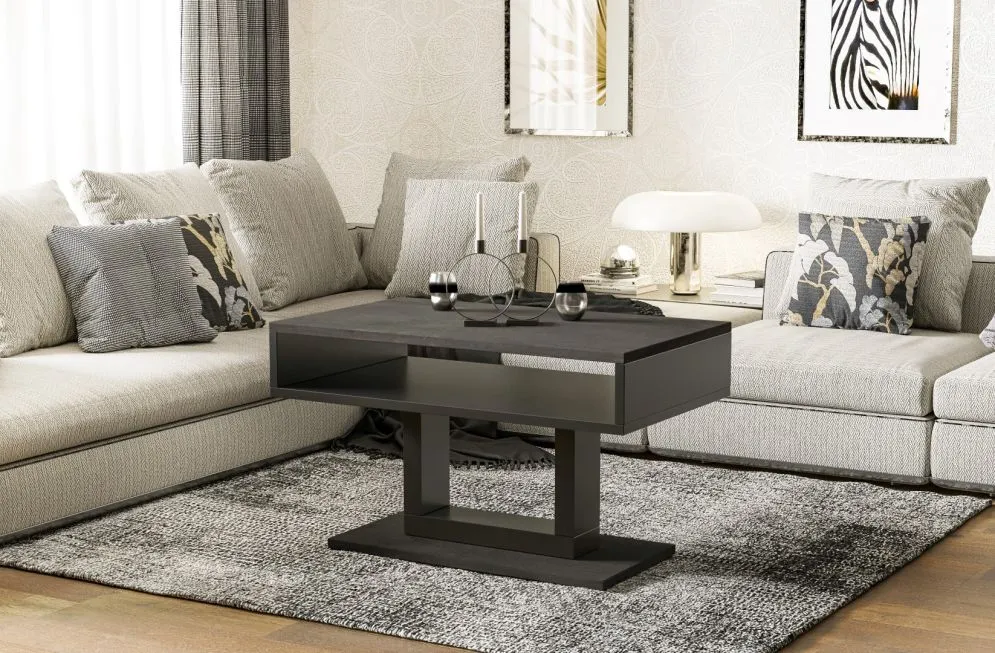 Ława TILO 100x60 beton ciemny/czarna loftowa I sklep meblowy MIRAT.