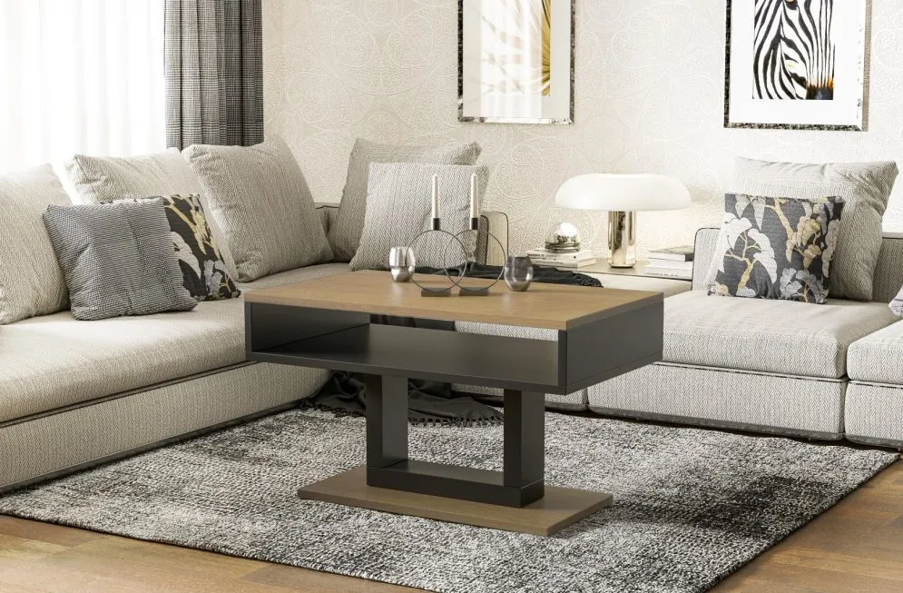 Ława TILO 100x60 dąb natura/czarna w stylu loft I sklep meblowy MIRAT.