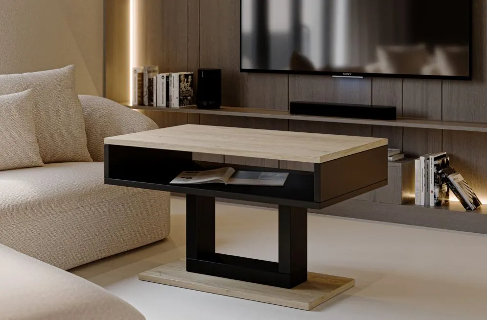 Ława TILO 100x60 dąb cremona torro/czarna I sklep meblowy MIRAT.