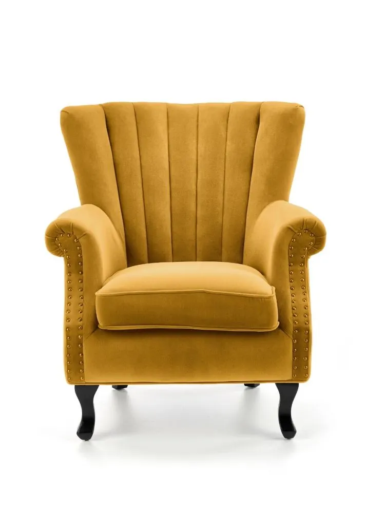 Fotel do salonu TITAN VELVET musztardowy w stylu ludwikowskim | MIRAT. w stylu  kolekcja
