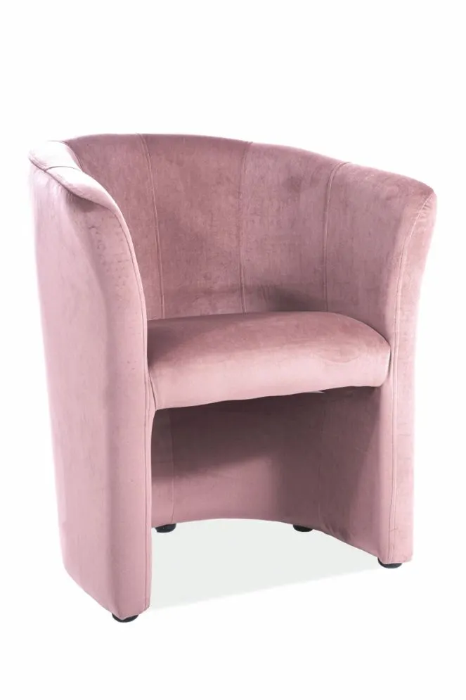 Antyczny róż fotel do baru tapicerowany aksamitem TM-1