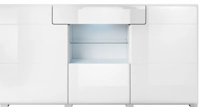 Komoda TOLEDO 3D1S biała połysk HELVETIA | MIRAT. w stylu GLAMOUR kolekcja