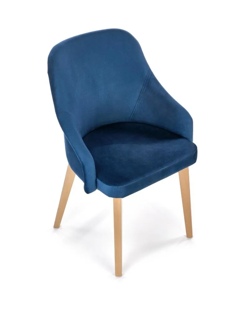 Krzesło TOLEDO 2 VELVET granatowe/dąb miodowy z drewnianymi nogami | MIRAT.  kolekcja TOLEDO