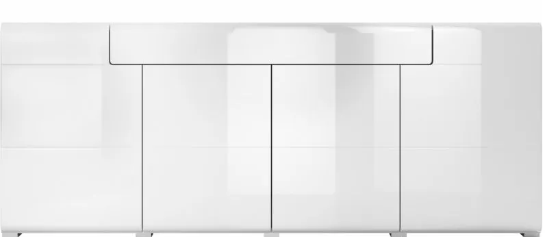 Komoda TOLEDO 4D1S biała połysk HELVETIA | MIRAT. w stylu GLAMOUR kolekcja