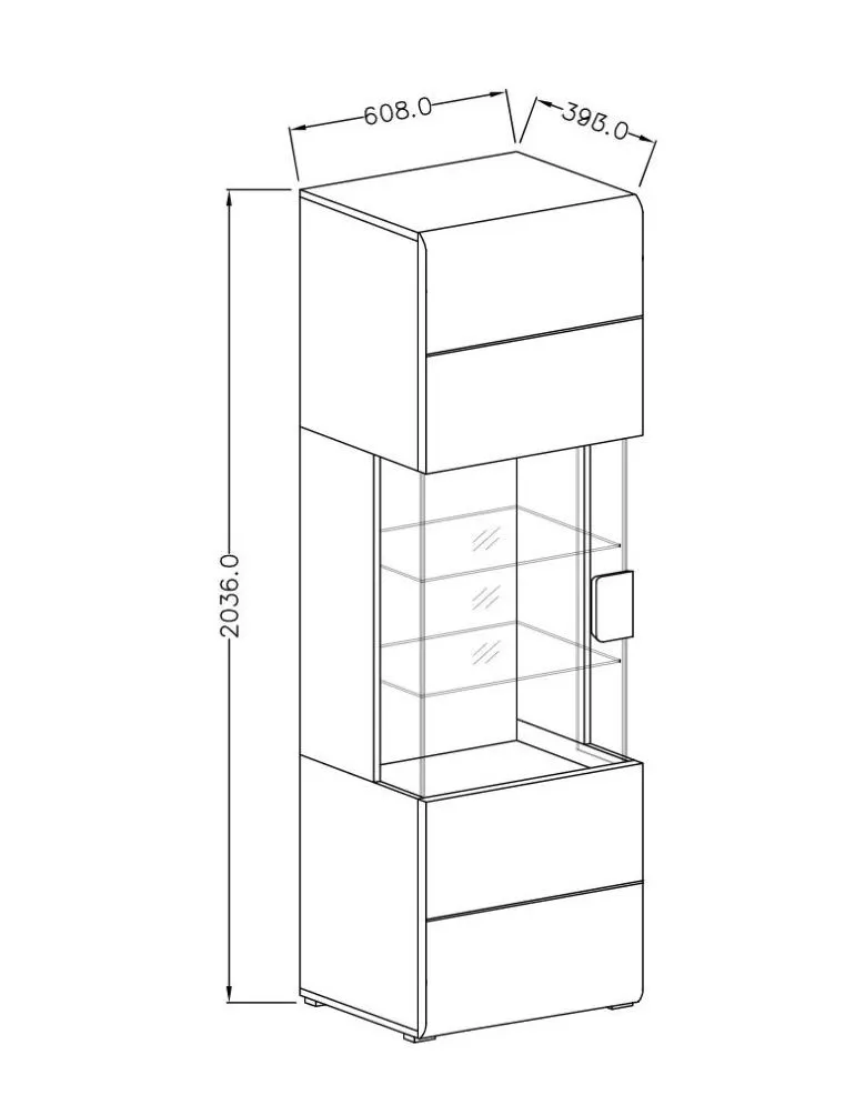 Witryna TOLEDO 1D biała połysk HELVETIA | MIRAT. w stylu GLAMOUR kolekcja