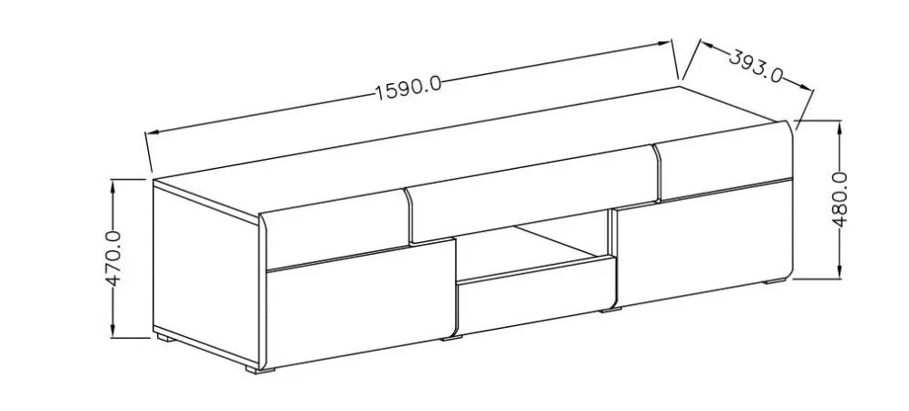 Szafka RTV TOLEDO 2D2S 159 biała połysk HELVETIA | MIRAT. w stylu GLAMOUR kolekcja