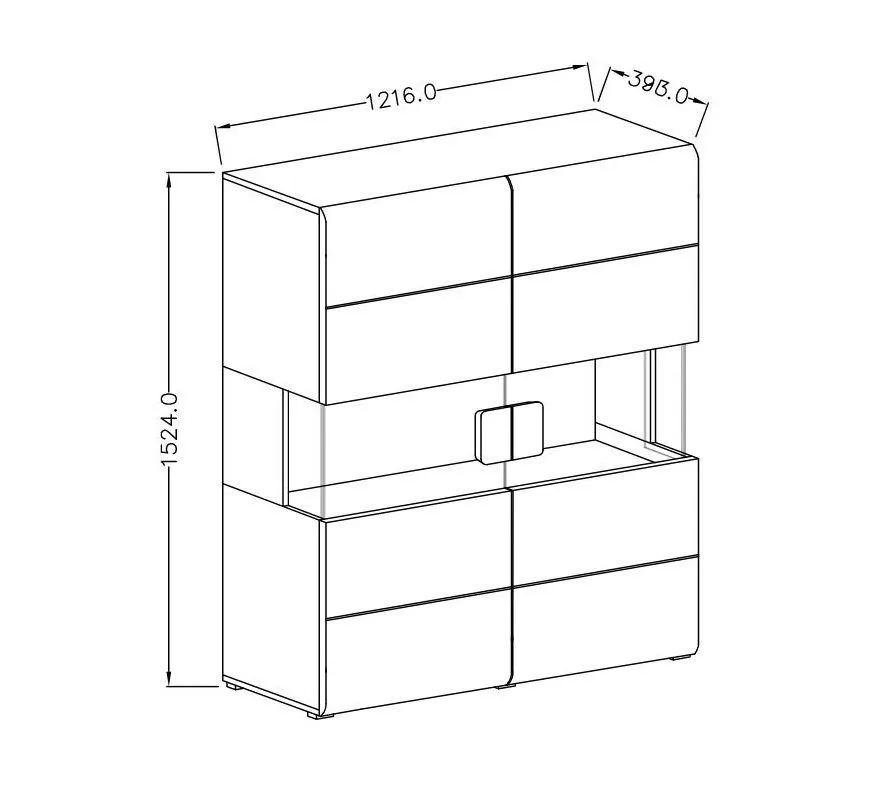 Komoda wysoka TOLEDO 2D 122 antracyt połysk/dąb grandson HELVETIA | MIRAT. w stylu LOFT kolekcja