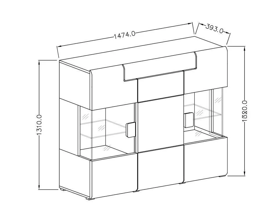 Komoda wysoka TOLEDO 3D1S 147 biała połysk/dąb san remo HELVETIA | MIRAT. w stylu SKANDYNAWSKI kolekcja