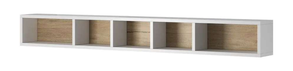 Półka TOLEDO biała mat/dąb san remo HELVETIA | MIRAT. w stylu SKANDYNAWSKI kolekcja