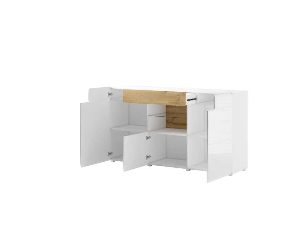 Komoda TOLEDO 3D1S biała połysk HELVETIA | MIRAT. w stylu GLAMOUR kolekcja