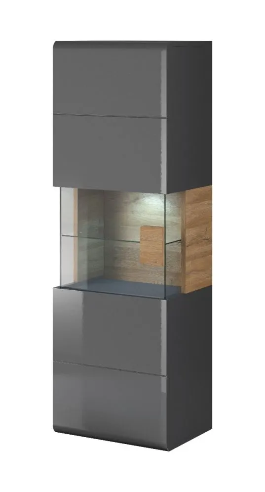 Witryna wisząca TOLEDO 1D antracyt połysk/dąb grandson HELVETIA | MIRAT. w stylu LOFT kolekcja