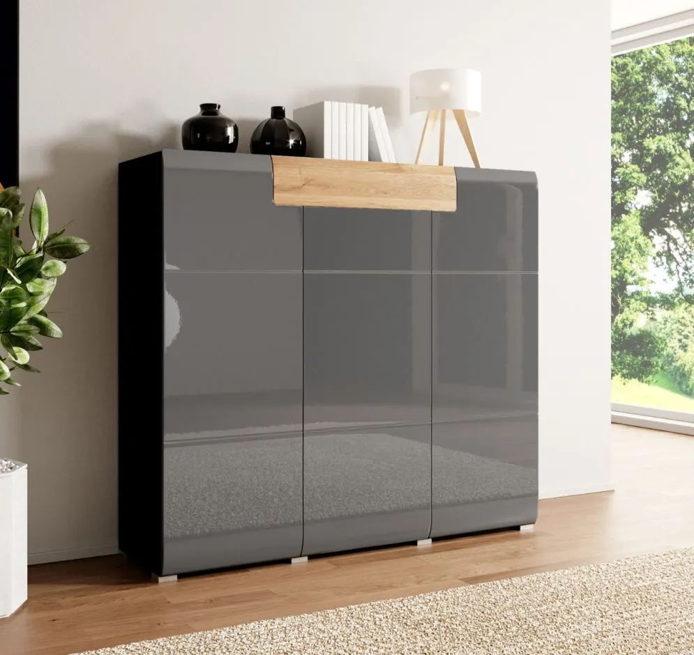 Komoda wysoka TOLEDO 3D1S antracyt/dąb I sklep meblowy MIRAT.  kolekcja TOLEDO HELVETIA