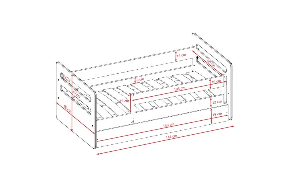 Łóżko dziecięce TOMI zielone ze stelażem | MIRAT.