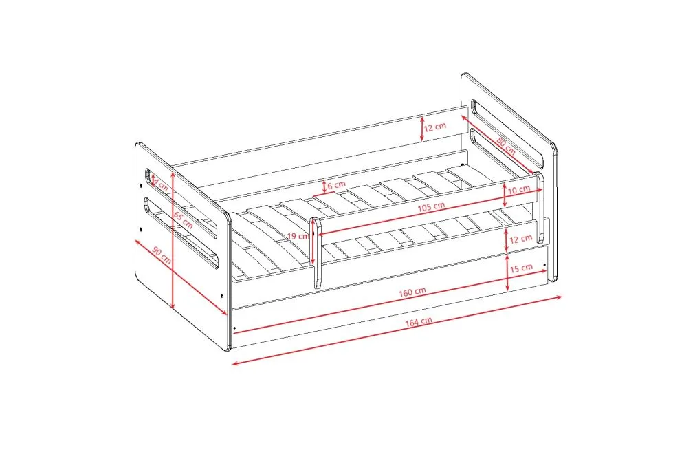 Łóżko dziecięce TOMI niebieskie ze stelażem | MIRAT.