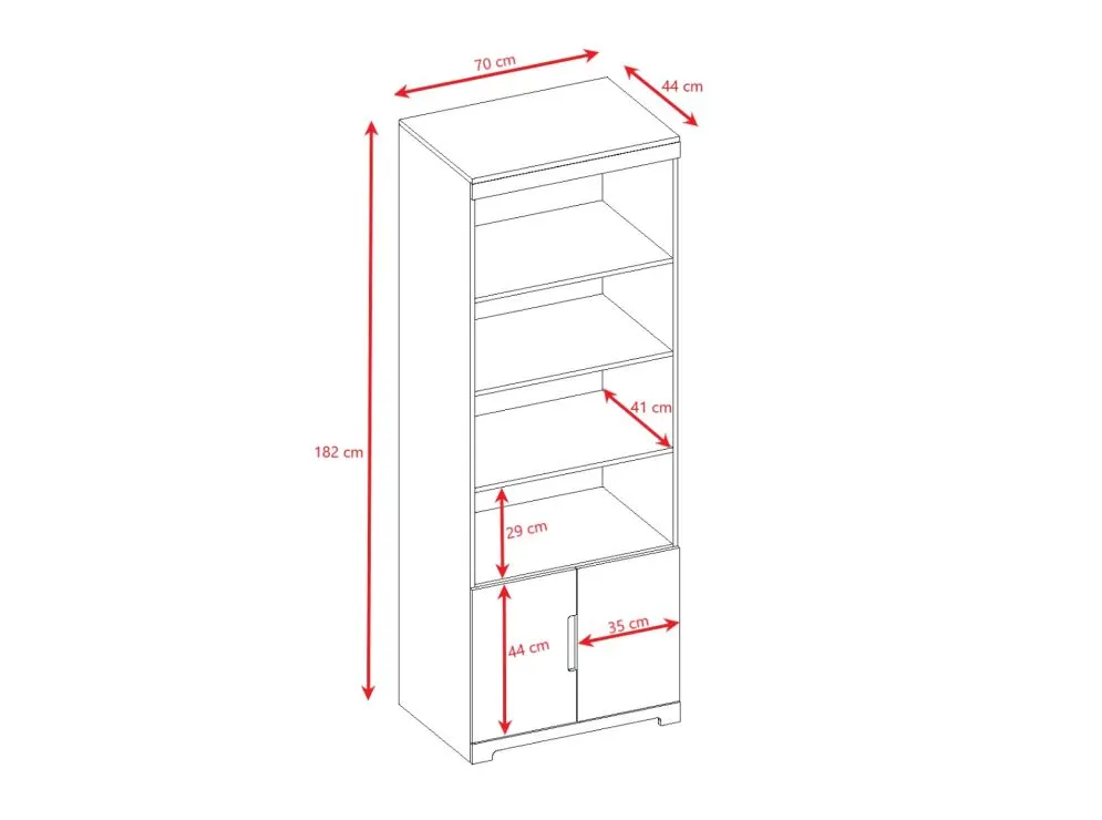 Regał TOMI biały na książki z szafką | MIRAT.  kolekcja TOMI