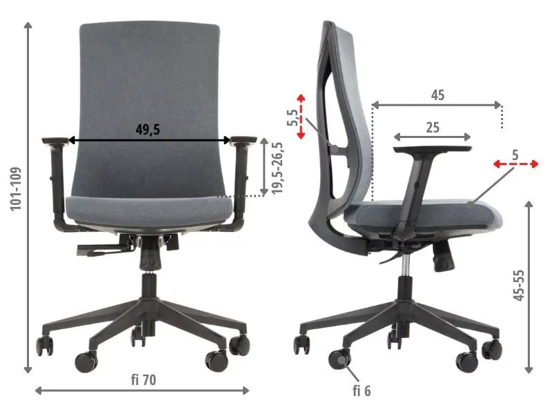 Fotel biurowy TONO grafitowy do komputera I sklep meblowy MIRAT.