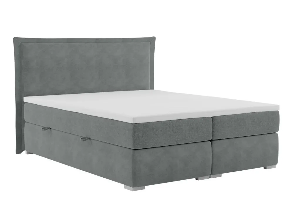 Łóżko kontynentalne VADUZ 180 szare velvet z pojemnikiem | MIRAT. styl GLAMOUR