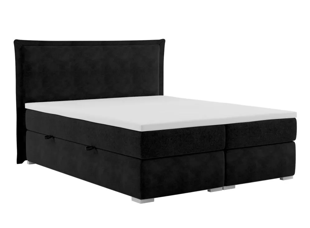 Łóżko kontynentalne VADUZ 160 czarne velvet z pojemnikiem do sypialni | MIRAT. styl GLAMOUR