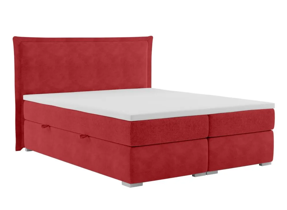 Łóżko kontynentalne VADUZ 160 bordowe velvet z pojemnikiem i materacem | MIRAT. w stylu GLAMOUR kolekcja