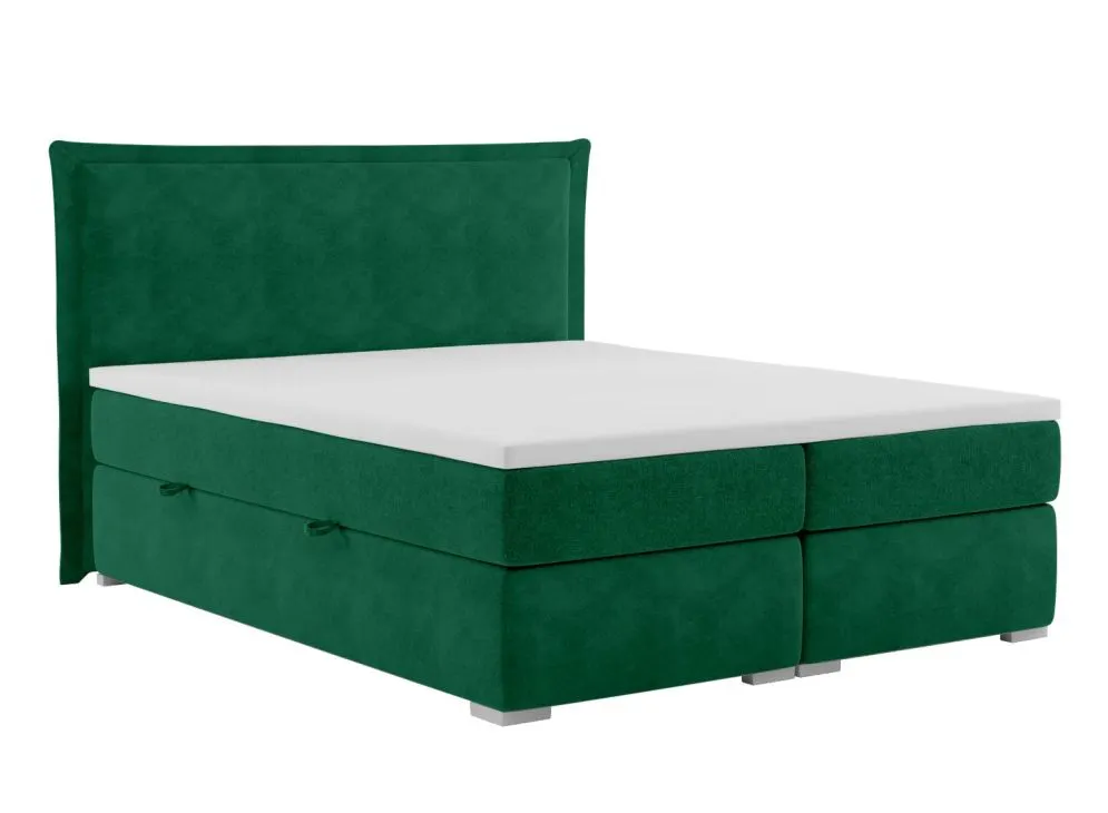 Łóżko kontynentalne VEDUZ 180 zielone velvet tapicerowane aksamitem | MIRAT. w stylu GLAMOUR kolekcja