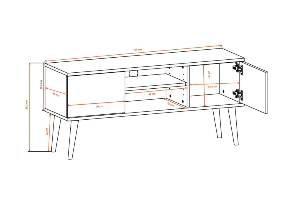 Szafka RTV TORONTO 120 biała do salonu I sklep meblowy MIRAT. styl SKANDYNAWSKI