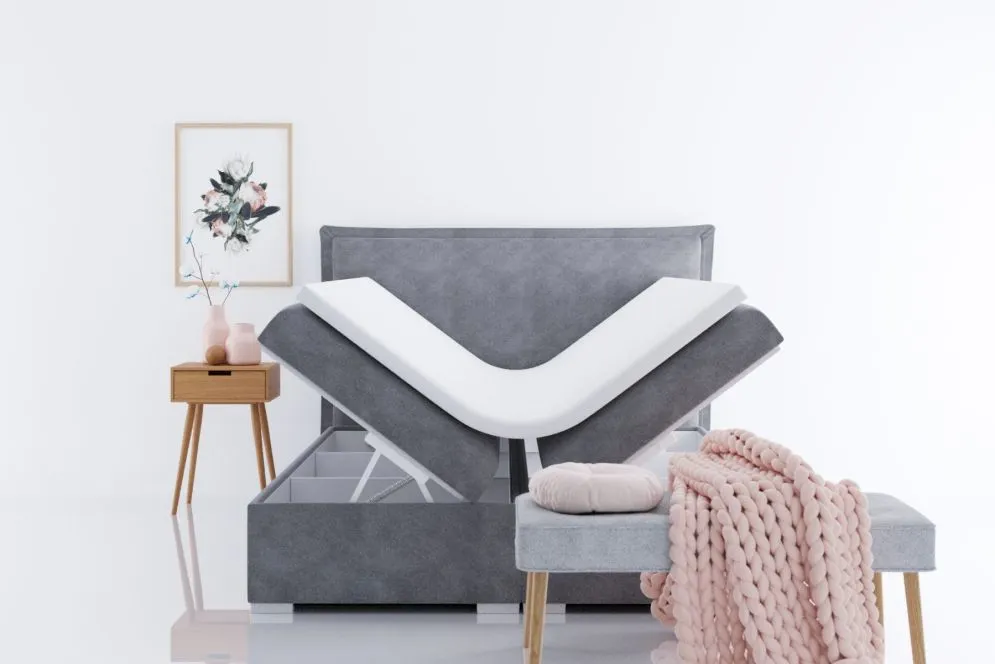 Łóżko kontynentalne VADUZ 140 bordowe velvet z pojemnikiem i materacem | MIRAT. w stylu GLAMOUR kolekcja