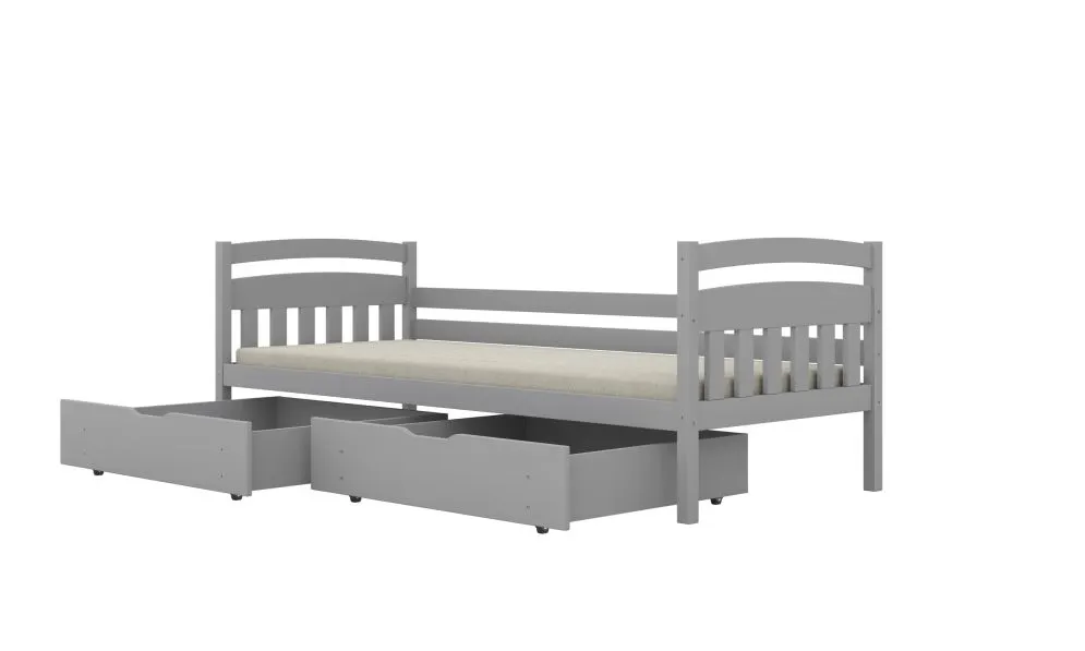 Szare łóżko dziecięce z szufladami Lilka 160x80 | MIRAT