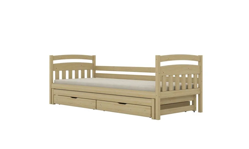 Łóżko dla dziecka z drewna sosnowego Lilka 160x80 naturalne | MIRAT