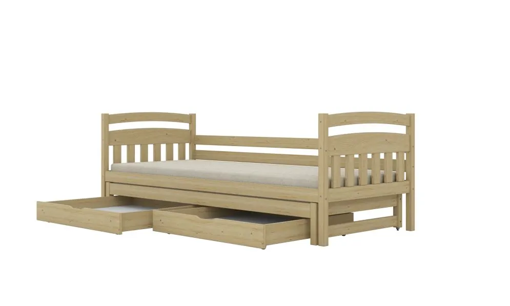 Łóżko dla dziecka z drewna sosnowego Lilka 160x80 naturalne | MIRAT