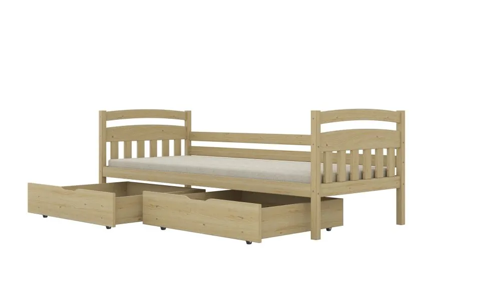 Łóżko dla dziecka z drewna sosnowego Lilka 160x80 naturalne | MIRAT