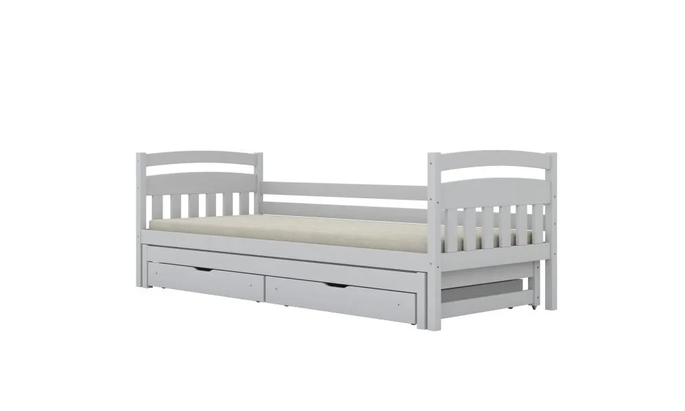 Łóżko dla dziecka z drewna sosnowego Lilka 160x80 białe | MIRAT