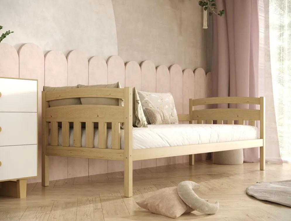 Łóżko dla dziecka z surowego drewna Lilka 160x80 do malowania | MIRAT