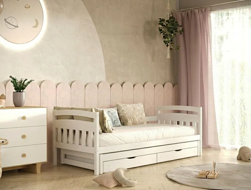 Białe łóżko dziecięce z szufladami Lilka 160x80 | MIRAT