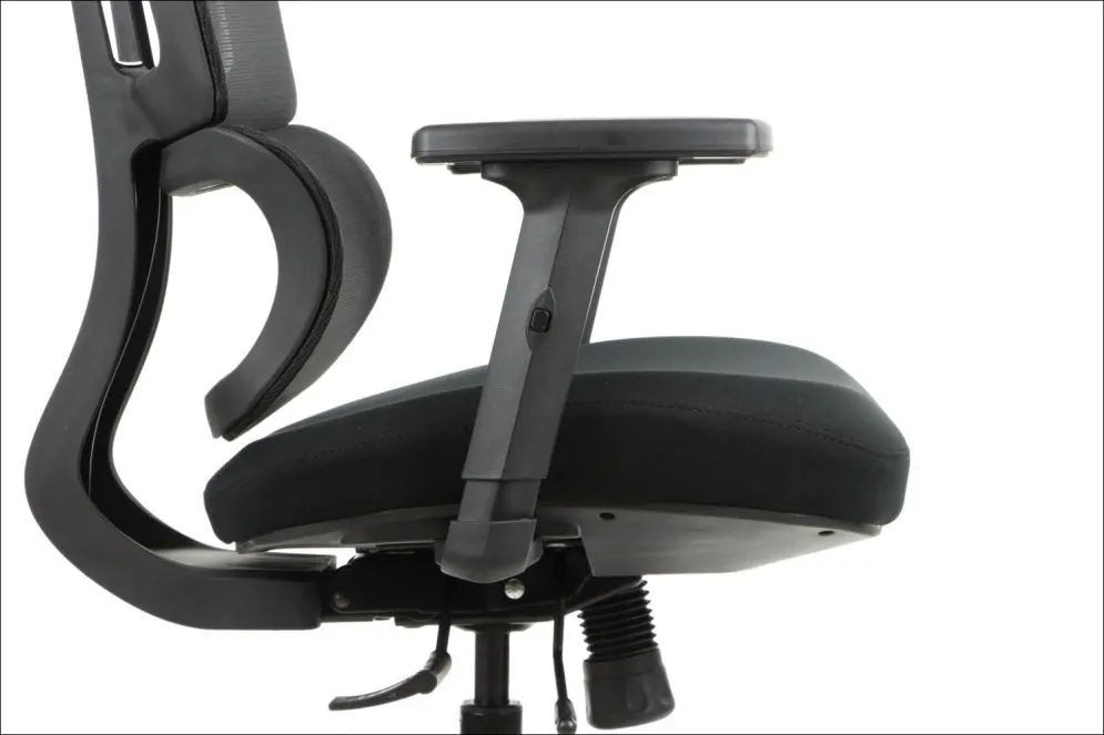 Fotel biurowy TREX czarny/aluminium z regulowanym zagłówkiem I sklep meblowy MIRAT.