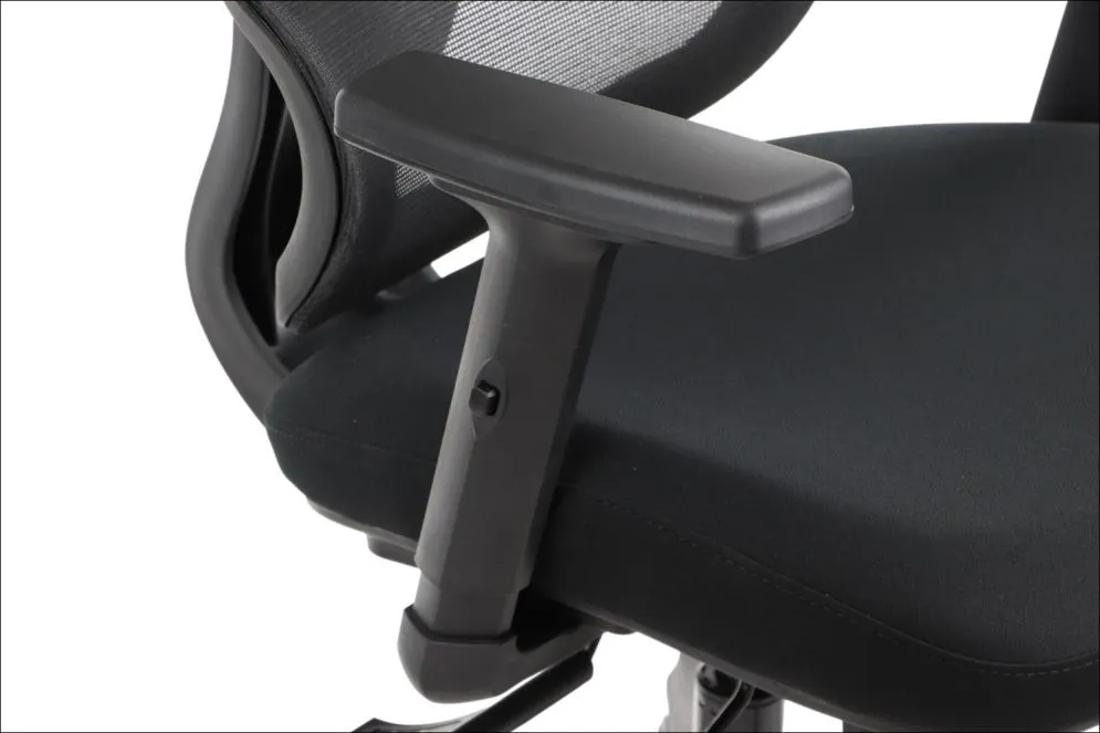 Fotel biurowy TREX czarny/aluminium z regulowanym zagłówkiem I sklep meblowy MIRAT.