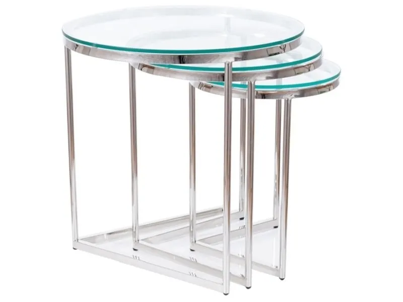 Ława TRINITY srebrna zestaw ław do salonu | MIRAT. styl GLAMOUR