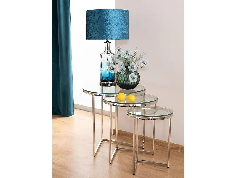 Ława TRINITY srebrna zestaw ław do salonu | MIRAT. styl GLAMOUR