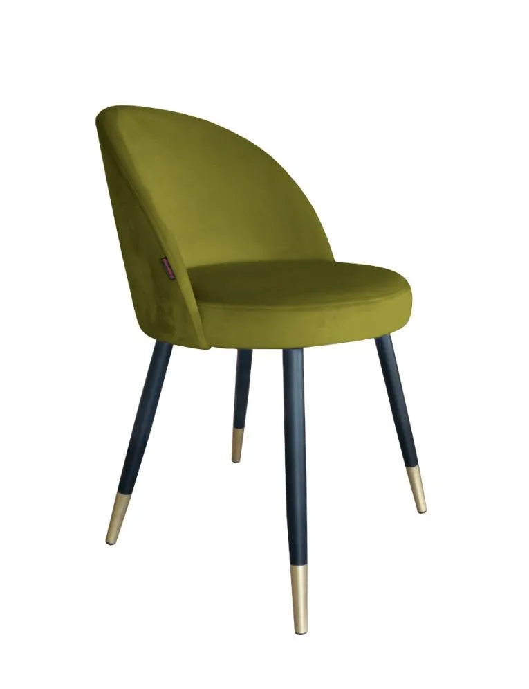 Krzesło TANEW BL VELVET GOLD oliwkowe na metalowych nogach | MIRAT. styl GLAMOUR