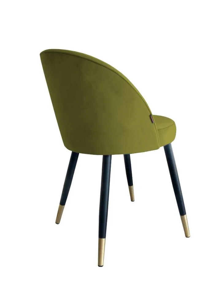 Krzesło TANEW BL VELVET GOLD oliwkowe na metalowych nogach | MIRAT. styl GLAMOUR