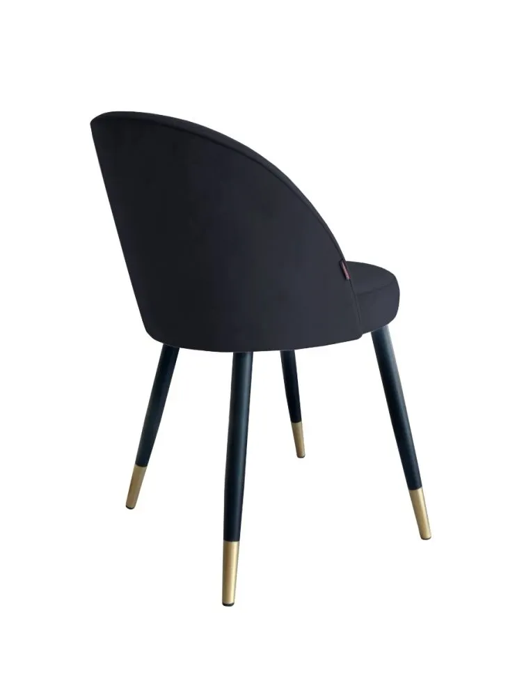 Krzesło TANEW VELVET GOLD czarne w stylu glamour na metalowych nogach | MIRAT. styl GLAMOUR