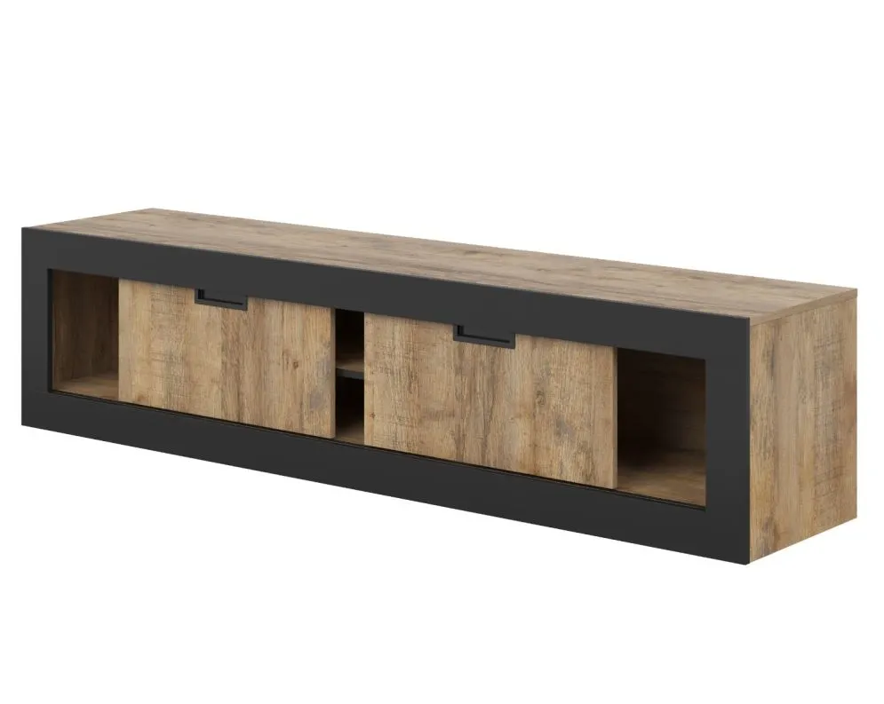 Szafka RTV DADES 2D 180cm dąb samdal/czarny mat stojąca I sklep meblowy MIRAT. styl LOFT