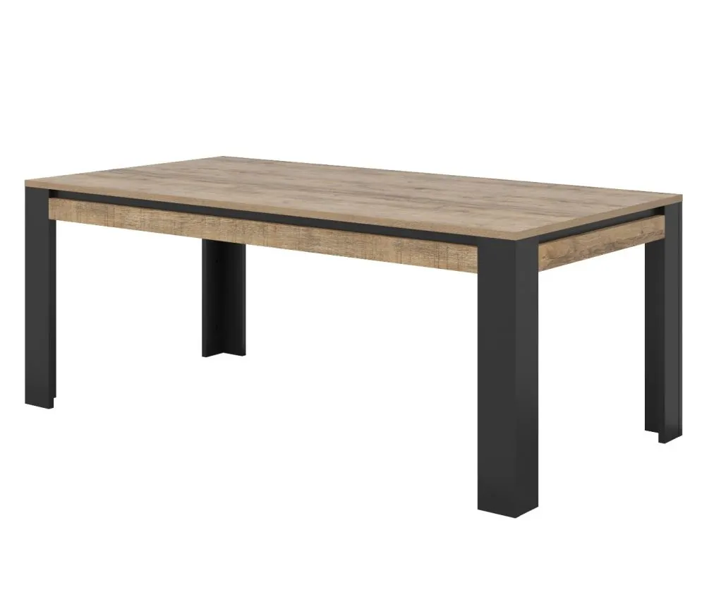 Stół prostokątny DADES 195x100 dąb samdal/czarny mat do salonu I sklep meblowy MIRAT. styl LOFT