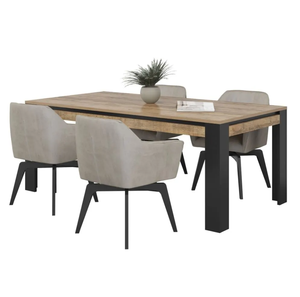 Stół prostokątny DADES 195x100 dąb samdal/czarny mat do salonu I sklep meblowy MIRAT. styl LOFT