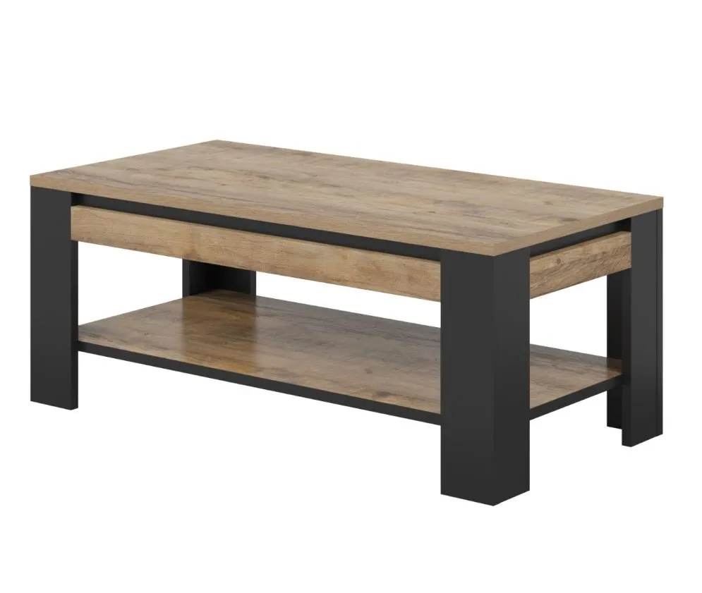 Stolik kawowy DADES 120x60 dąb samdal/czarny mat prostokątny I sklep meblowy MIRAT. styl LOFT