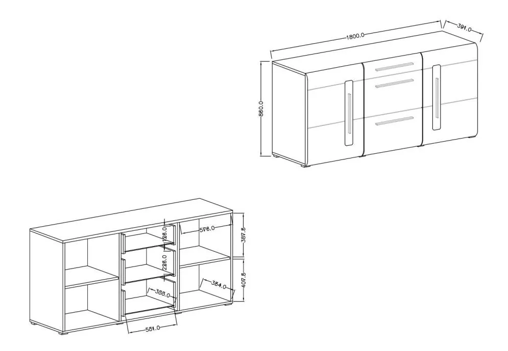 Komoda TULSA 2D3S 180 biała połysk I sklep meblowy MIRAT. styl GLAMOUR kolekcja TULSA