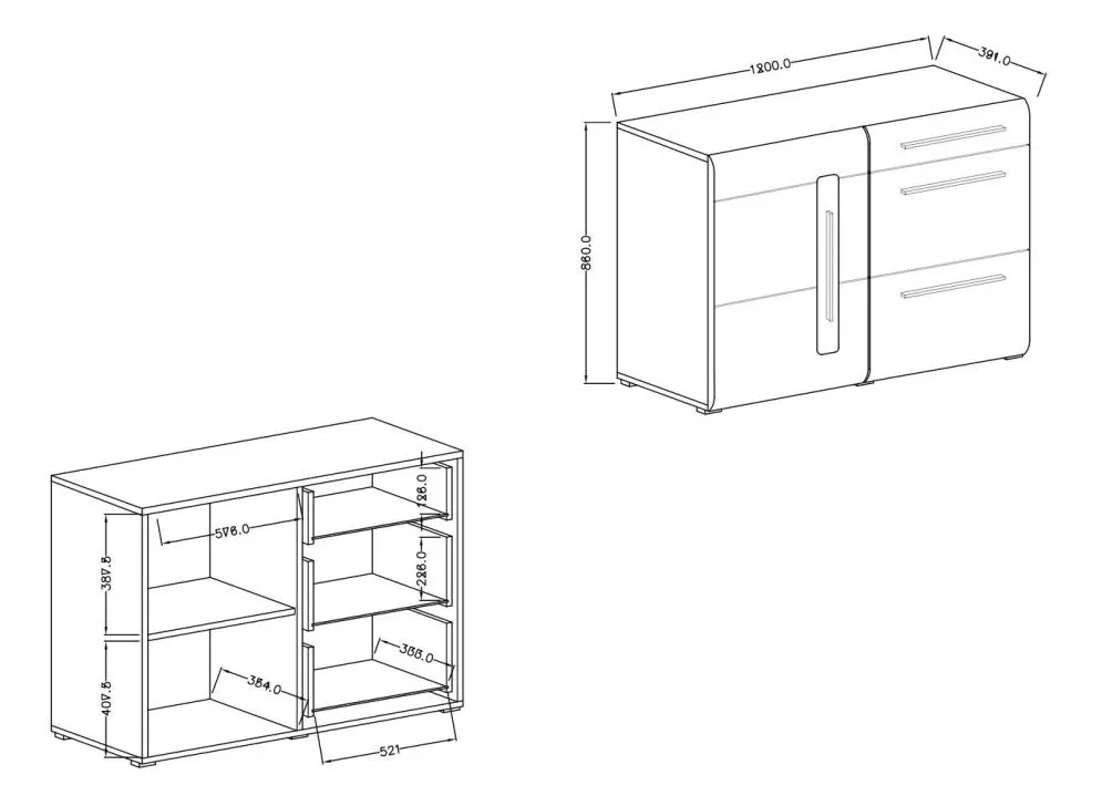 Komoda TULSA 1D3S 120 dąb I sklep meblowy MIRAT. kolekcja TULSA