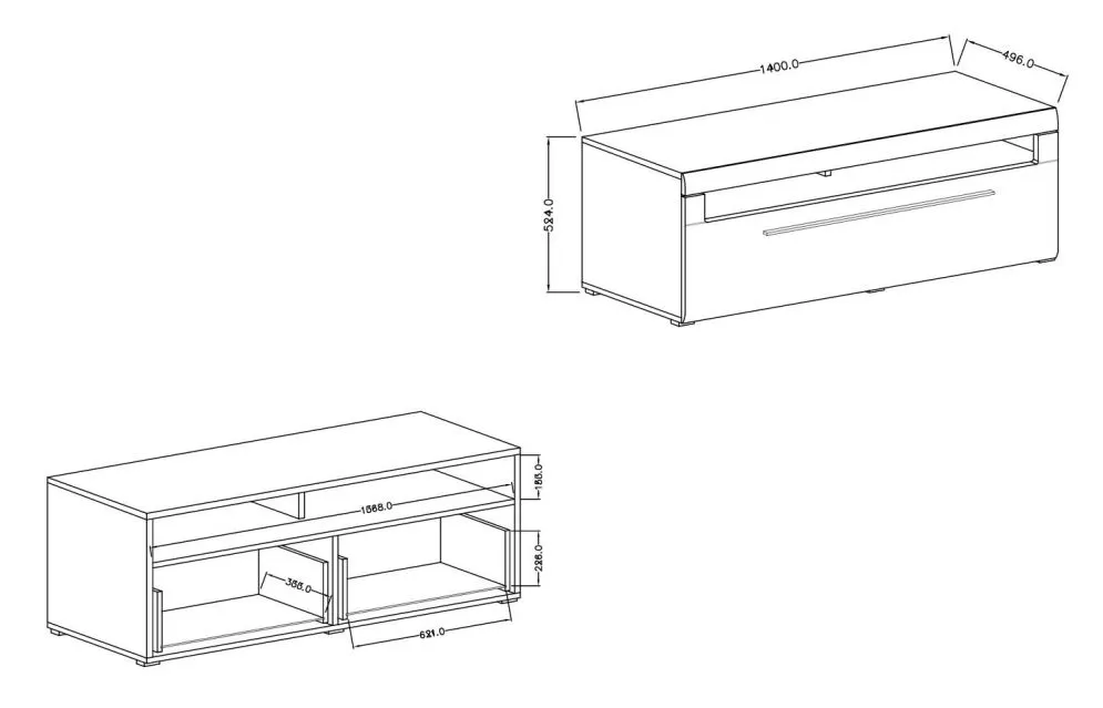 Szafka RTV TULSA 2S 140 biała połysk I sklep meblowy MIRAT. styl GLAMOUR kolekcja TULSA